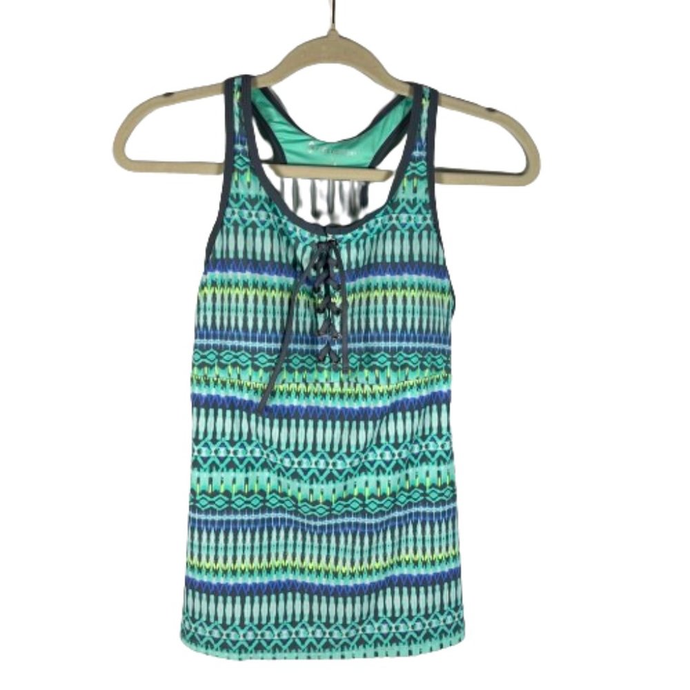 Free Country Womens Swimsuit Two-Piece Tankini Style Aztec Southwestern Medium